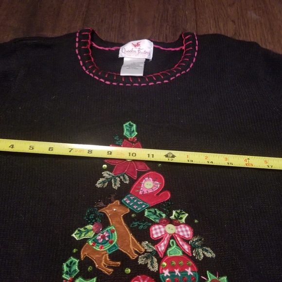 Ugly Christmas Sweater Quacker Factory L Christmas Tree Black Long Sleeve - Picture 7 of 15